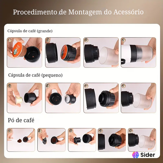 Cafeteira Elétrica Portátil - Recarregável por USB, Máquina de Café Manual para Casa & Viagem, Compatível com Cápsulas Nespresso Dolce, Máquina de Espresso